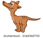 The cute tasmania is asking and looking at something of illustration