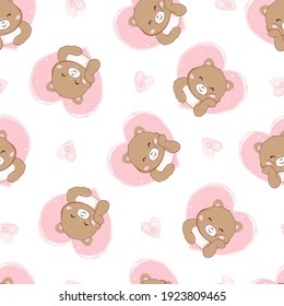Cute Teddy bear pattern seamless background for kids 