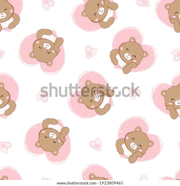 Cute Teddy Bear Pattern Seamless Background Stock Illustration ...