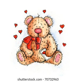 Cute Teddy Bear Red Heart Balloon Stock Illustration 70471981 ...