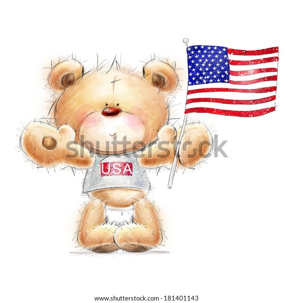 teddy bear with american flag