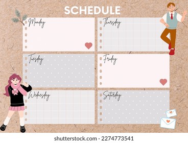 cute time table reminder and schedule 