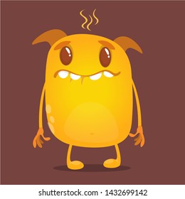 Cute Tiny Cartoon Monster Illustration Orange: ilustración de stock