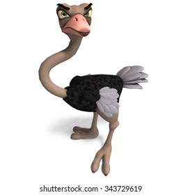 Cute Toon Ostrich Gives Much Fun Stock Illustration 343729619 ...