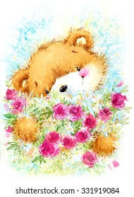 Cute Toy Teddy Bear Birthday Card Stock Illustration 331919084 