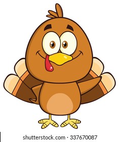 Cute Turkey Bird Cartoon Character Waving Stock Illustration 337670087 ...