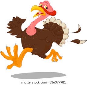 Funny Turkey Running Vector Cartoon Illustration Stock Vector (Royalty ...