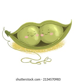 Cute Two Green Peas In The Green Pod