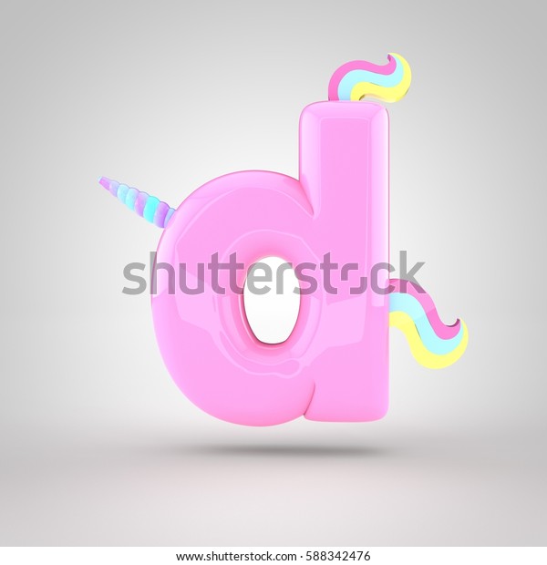 Cute Unicorn Pink Letter D Lowercase Stock Illustration 588342476