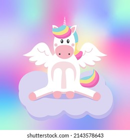 Cute Unicorn Sitting On Cloud Stock Illustration 2143578643 | Shutterstock