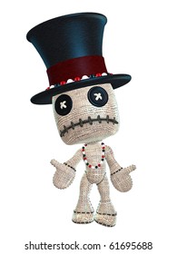 Cute Voodoo Doll With Top Hat And Beads