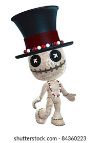 Cute Voodoo Doll With Top Hat And Beads