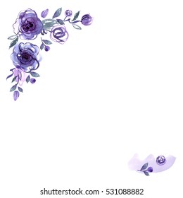 Cute Watercolor Hand Painted Flower Frame Stock Illustration 531088882