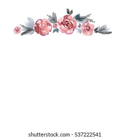 Cute Watercolor Hand Painted Flower Frame Stock Illustration 537222541 ...