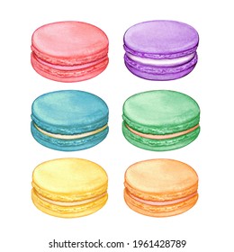 Cute Watercolor Pastel Macarons Multicolor