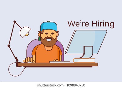 Cute we're hiring ad illustration - Powered by Shutterstock