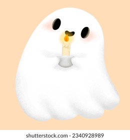 Cute white ghost holding
