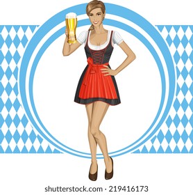 cute woman in drindl on oktoberfest with beer - Powered by Shutterstock