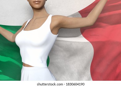 Cute Woman Holding Italy Flag Her Stock Illustration 1830604190 ...