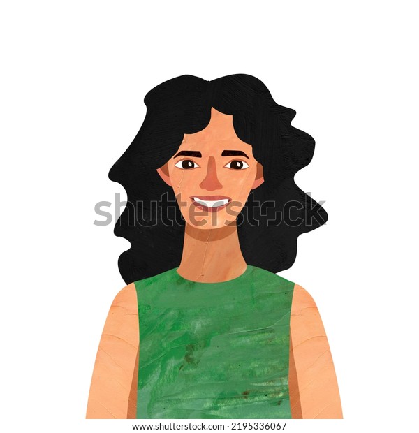 Cute Woman Portrait Paper Cutting Collage Stock Illustration 2195336067