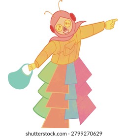 Cute yellow robot character in flat illustration style, isolated on white background. Suitable for technology, artificial intelligence, education, robotics, and futuristic design projects.