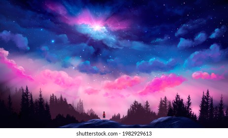 2,788 Girl Standing In The Purple Sky Images, Stock Photos & Vectors ...