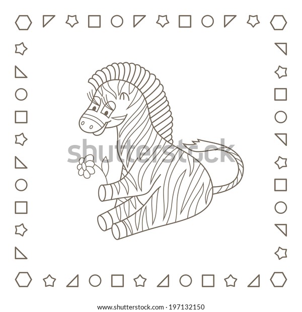 Cute Zebra Flower Coloring Page Coloring Stock Illustration 197132150