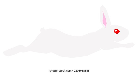 Cutout Style White Rabbit Jumping