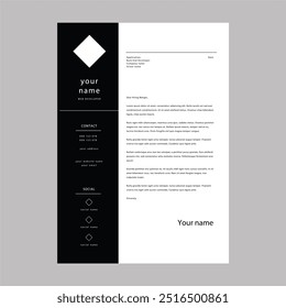 CV or resume template - stylish dark black and white design sample - Powered by Shutterstock