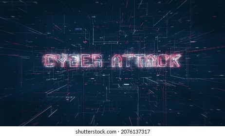 Cyber attack title on a digital binary code network and data background