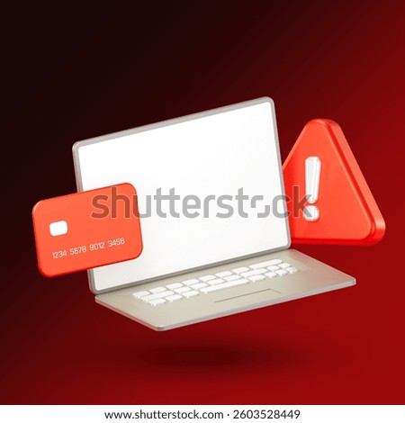 Cyber criminal Hacker attack stealing phishing personal podium user pod data notification security warning credit card sign caution error attention exclamation mark virus malware scam. 3d rendering