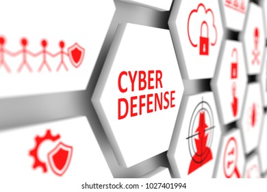 Cyber Defense Concept Cell Blurred Background 3d Illustration