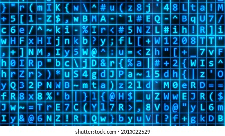 Cyber Hacking Ciphertext Random Computer Code Virus Digital Matrix 3D Rendering - Abstract Background Texture