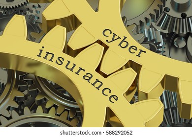 Cyber Insurance Concept On The Gearwheels, 3D Rendering