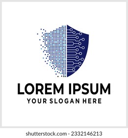 Cyber ​​​​Shield Logo Design. Abstract Dark blue and light blue Shield Combination with Technology Style. Can Be Used For Business, Community, Industry, Security, Technology, Service Companies. Vector - Powered by Shutterstock