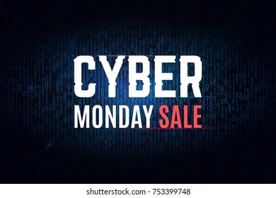 Cyber monday binary background. Annual sale illustration - Powered by Shutterstock