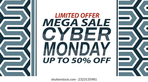 Cyber Monday mega sale concept banner in fashionable banner style, event signboard, banner advertising of sales rebates of cyber Monday. illustration for your projects - Powered by Shutterstock