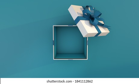 Cyber Monday Out Of The White Gift Box Light Blue Color. 3D Render