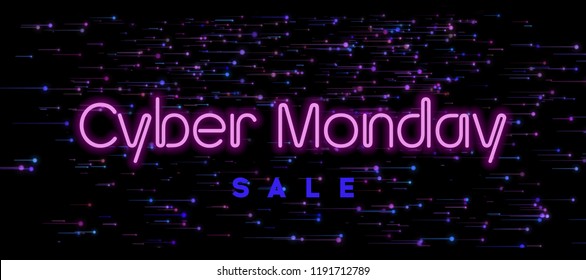 Cyber Monday Sale Neon Text. Futuristic background design concept. Cyber Monday Promo Sale Web Banner, Flyer, Discount Coupon. - Powered by Shutterstock