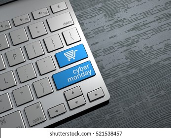 Cyber monday, technology sales, online shopping, shopping offers. Computer keyboard buttons. 3d rendering - Powered by Shutterstock