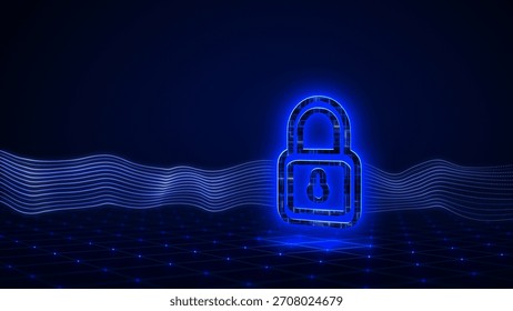 Cyber Network Padlock Animation for Data Protection and Online Security Concept 3d illustration