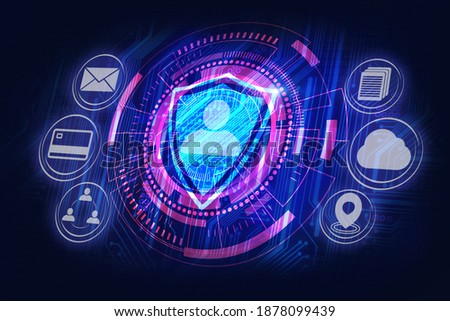 cyber and network security, personal data protection concept, shield of network firewall