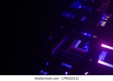 Cyber Punk 3D Rendering Violet Background