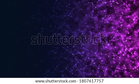 Cyber security concept. Computer geometric digital connection structure. Business inteligence technology background. Binary code algorithms deep learning. Abstract 3D rendering. Artificial