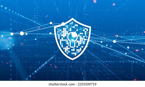 Cyber security concept. Encryption. Data protection. Anti virus software. Communication network.