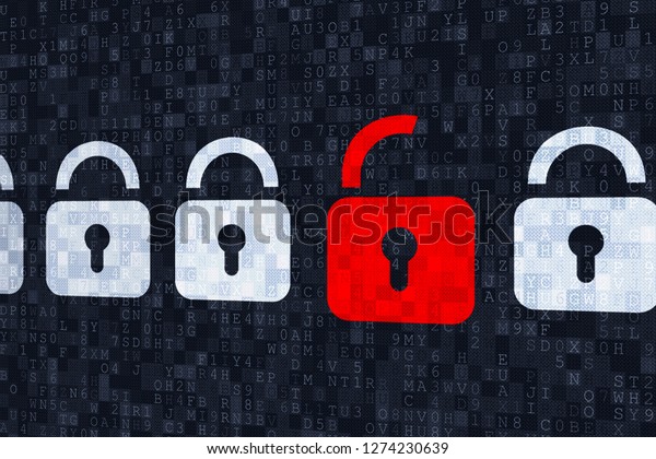 Cyber Security Concept One White Open Stock Illustration