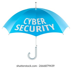 Cyber Security concept with umbrella. 3D rendering isolated on white background