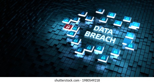 Cyber security data protection business technology privacy concept. Data breach 3d illustration