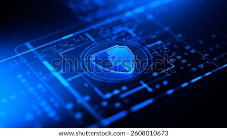 Cyber Security and Data Protection Shield Icon. 3D Illustration