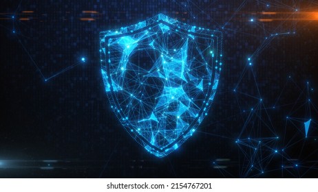 Cyber security digital security from virus attack over encrypted data network - illustration rendering